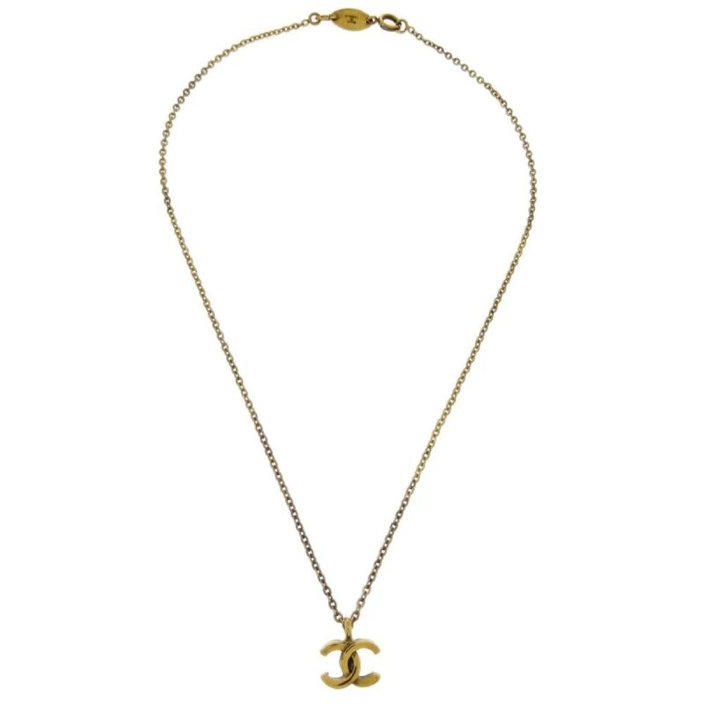 Chanel Cc Pendant Metal Gold Gold_Plated Necklace Jewelry